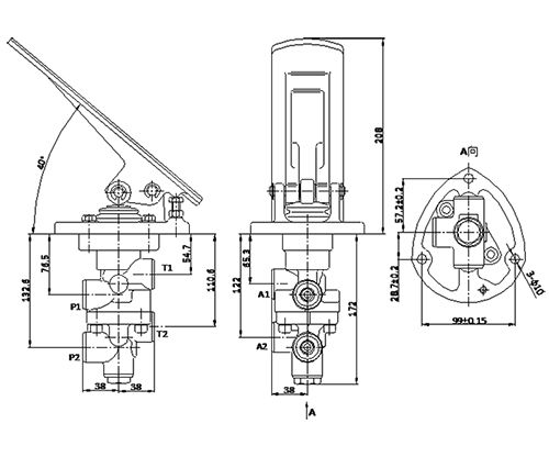 HBV-L10F-00 Dual-circuit Hydraulic Brake Valve, Modulating Brake Valve